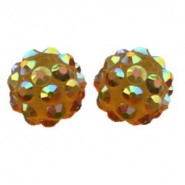 Resin rhinestone shamballa bead 10x12mm Dark yellow